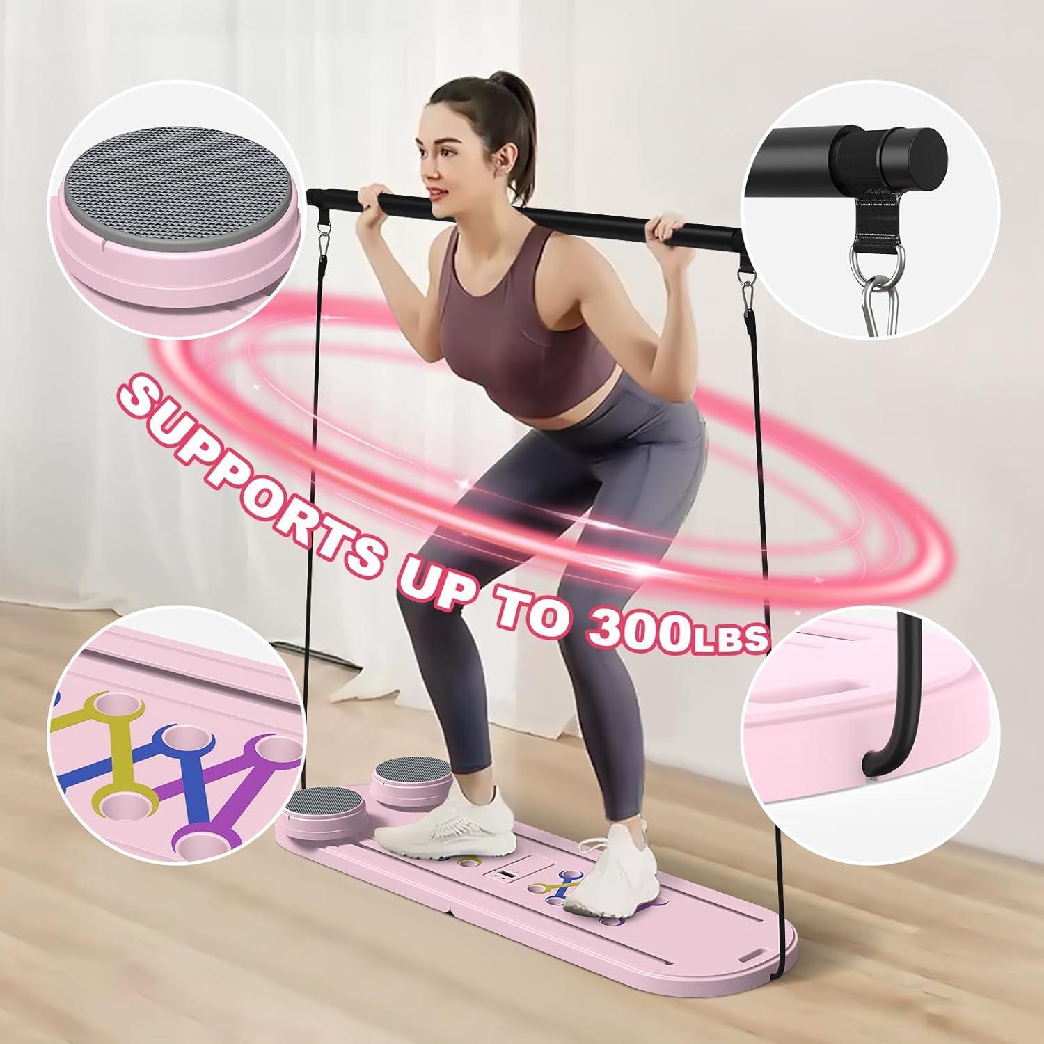 Tabla de Pilates ANIERY Reformador Plegable Rosa 150 kg