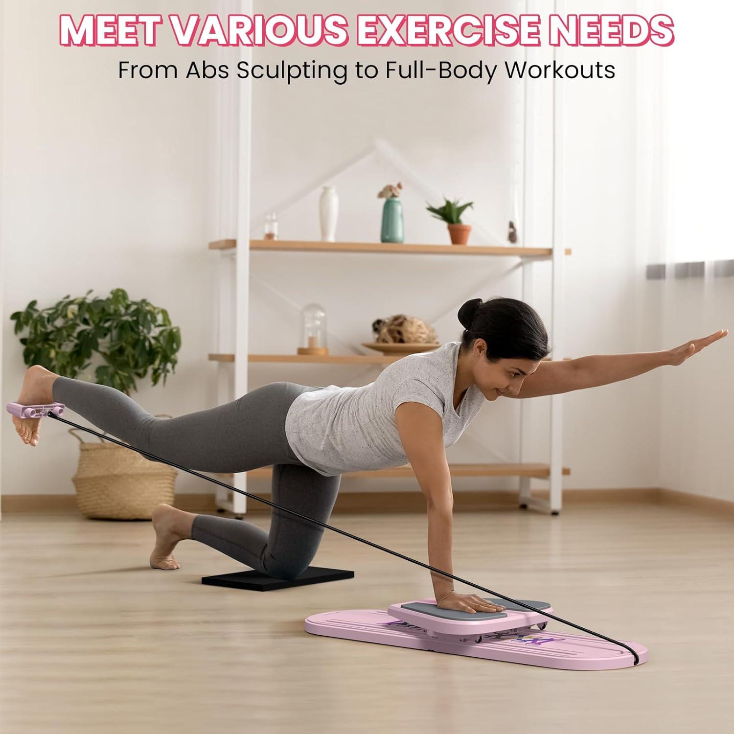 Tabla de Pilates ANIERY Reformador Plegable Rosa 150 kg