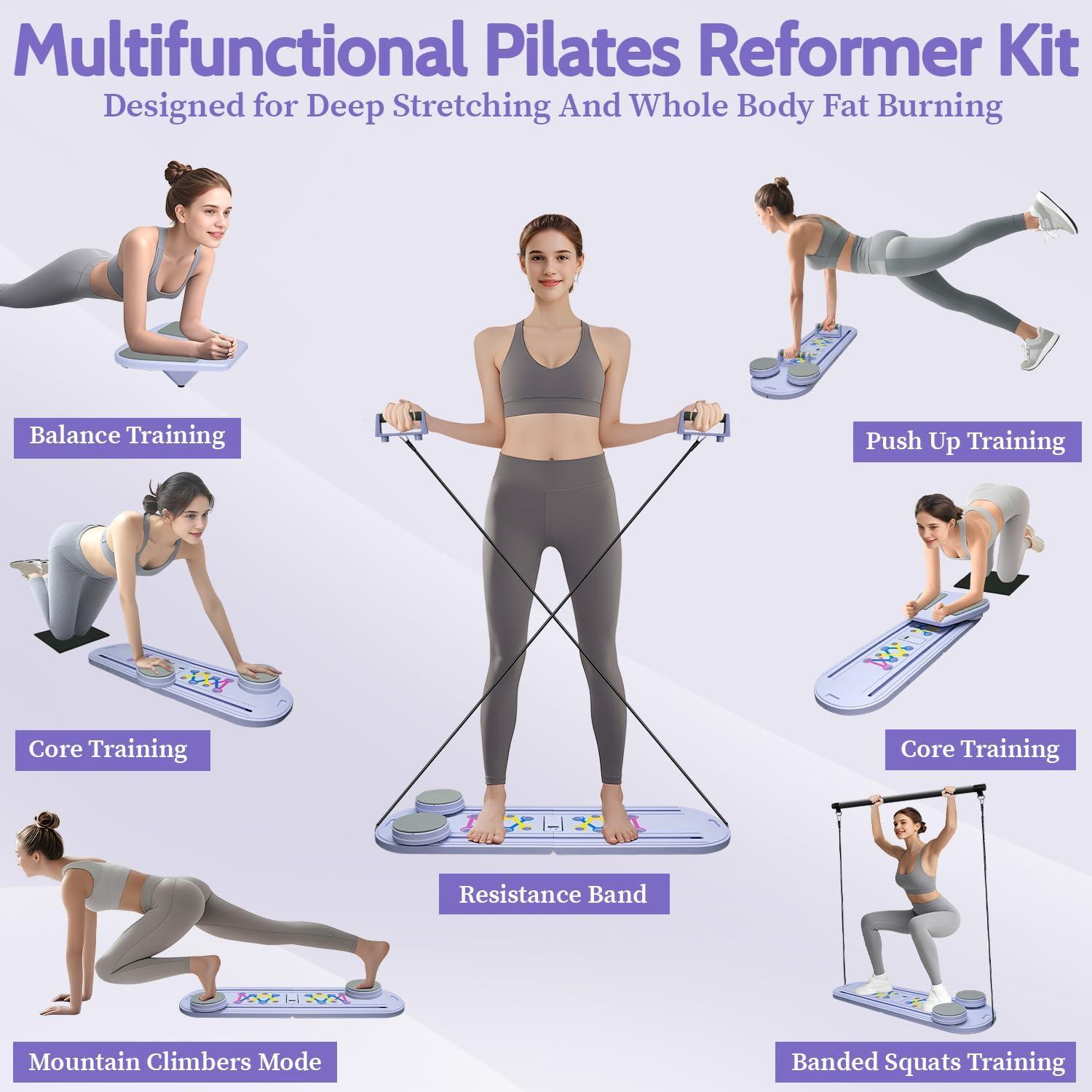 Conjunto de Reformer de Pilates TAXRATINER 6 en 1 Plegable
