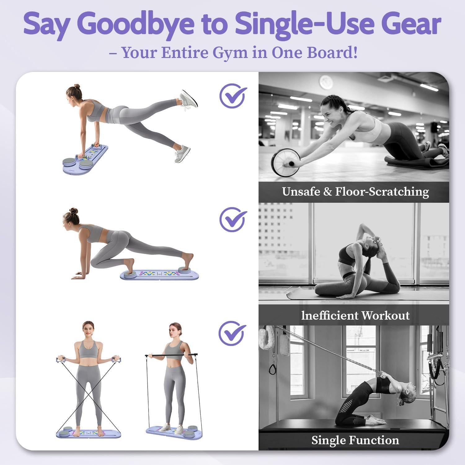 Conjunto de Reformer de Pilates TAXRATINER 6 en 1 Plegable