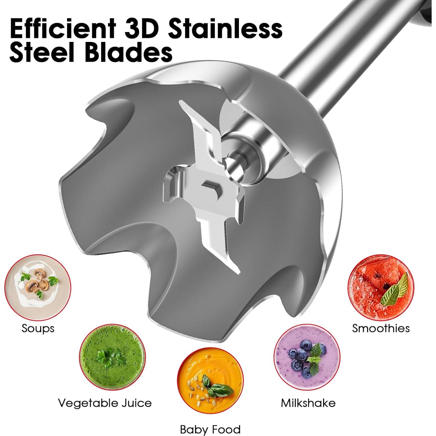 Batidora de Inmersión Blackcow 500W 12 Velocidades Silenciosa