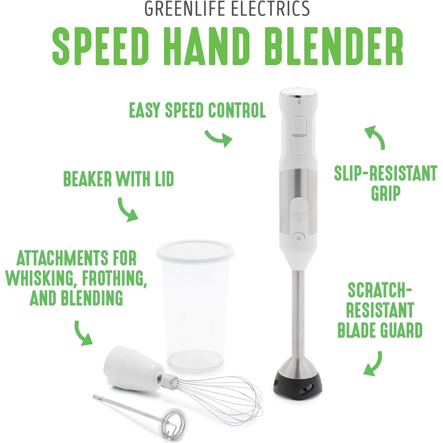 Batidora de Mano Eléctrica GreenLife 500W 3 en 1 Blanca