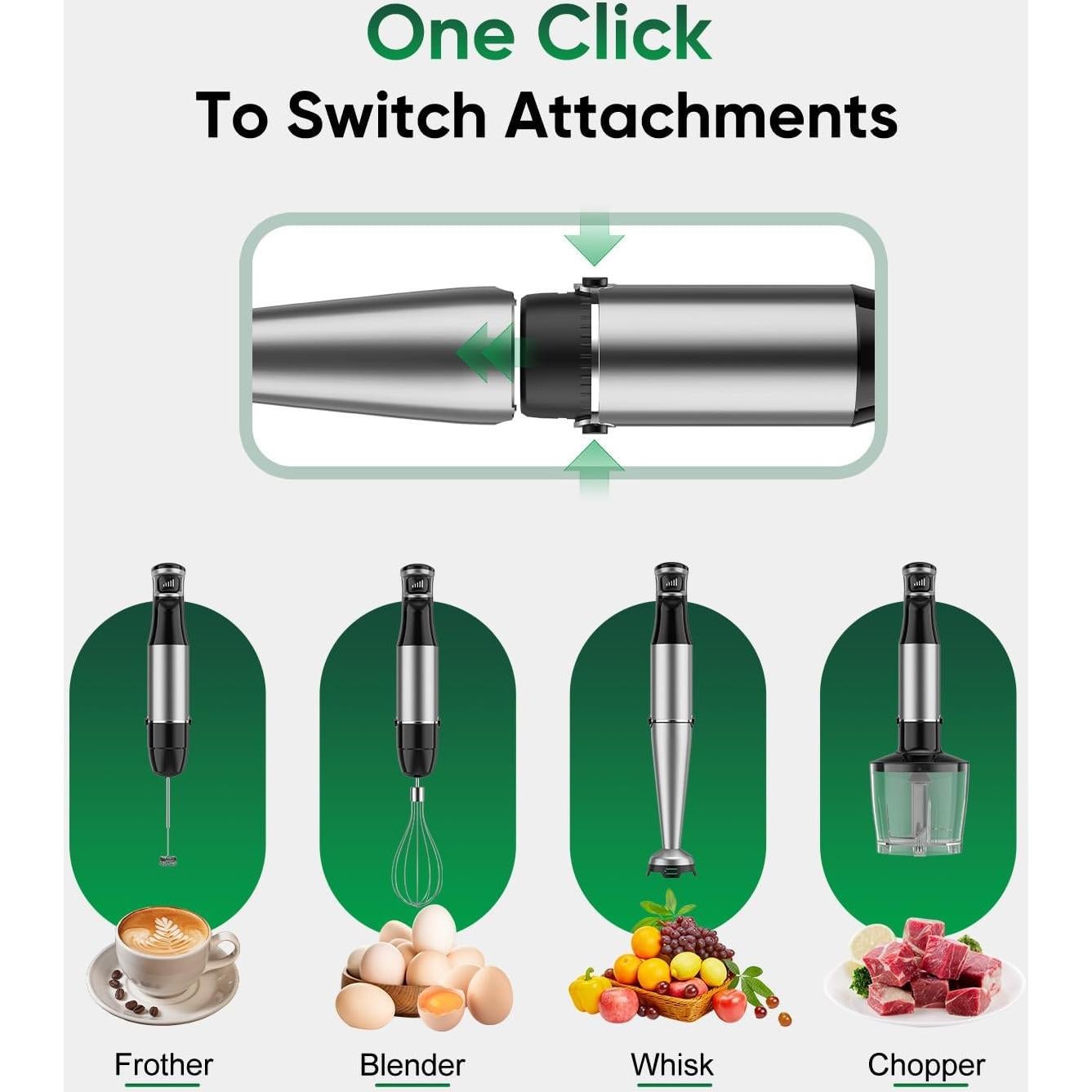 Batidora de Inmersión 5 en 1 Genérico 1100W Acero Inoxidable