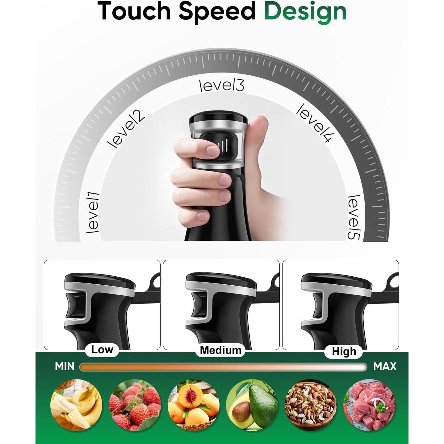 Batidora de Inmersión 5 en 1 Genérico 1100W Acero Inoxidable