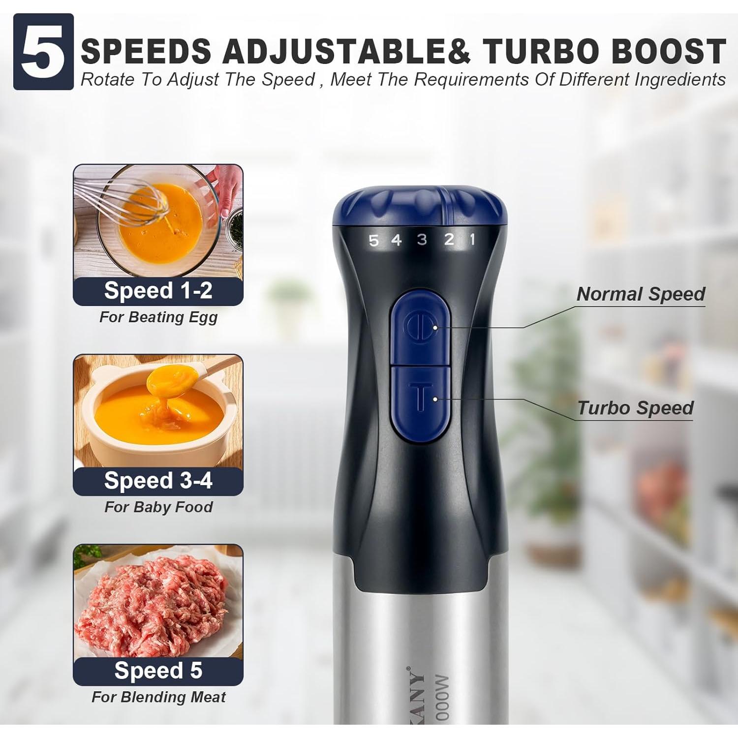 Batidora de Inmersión Freebala 1000W 4 en 1 con Accesorios