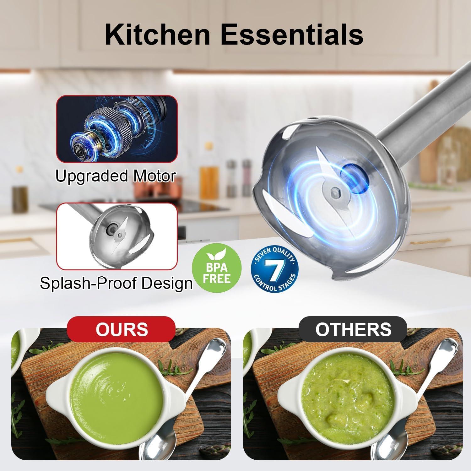 Batidora de Inmersión AQUOX JK200F-4S 400W 4 en 1 Rojo/Marfil