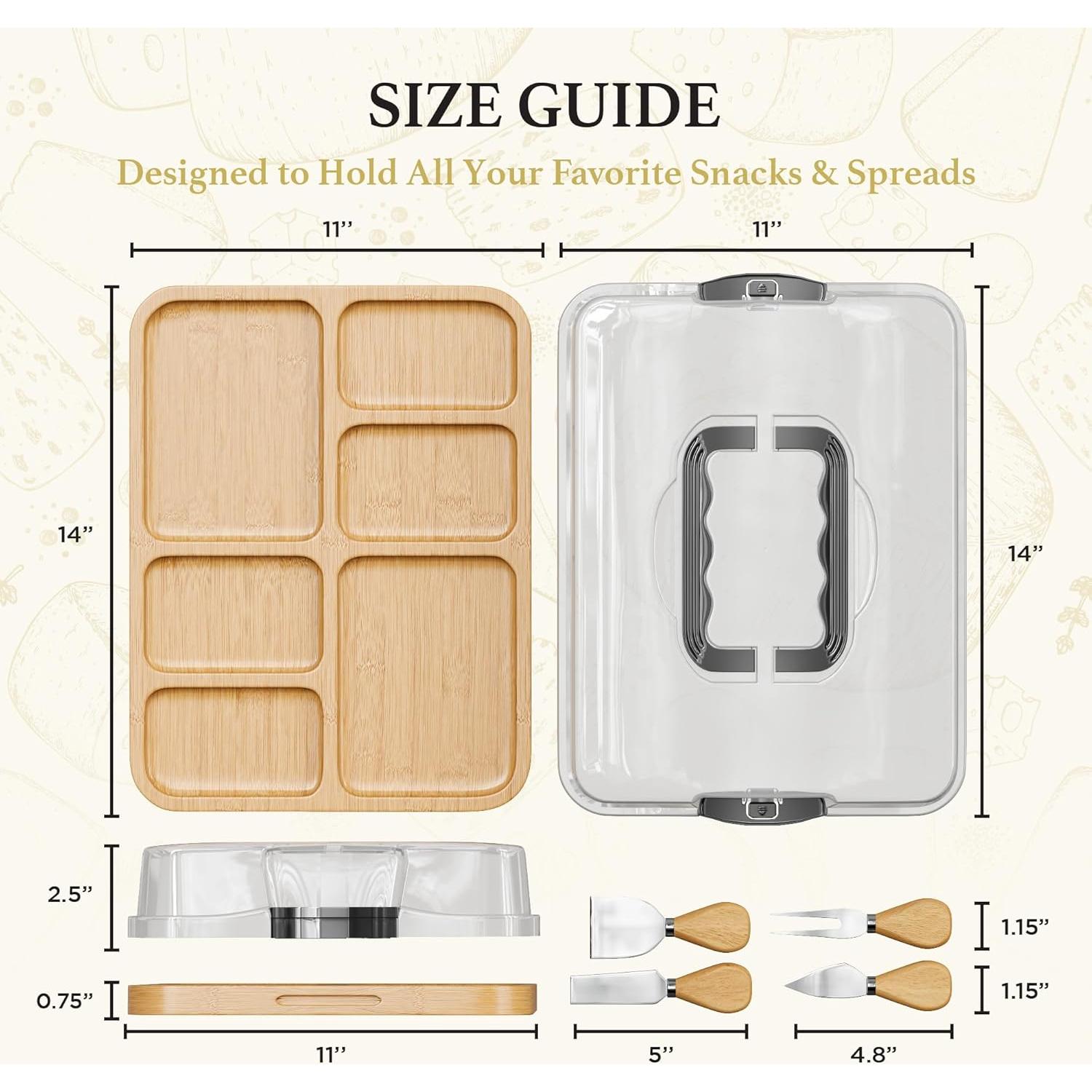 Tabla de Charcutería Portátil Trayful con Tapa 2 en 1 - Madera de Bambú