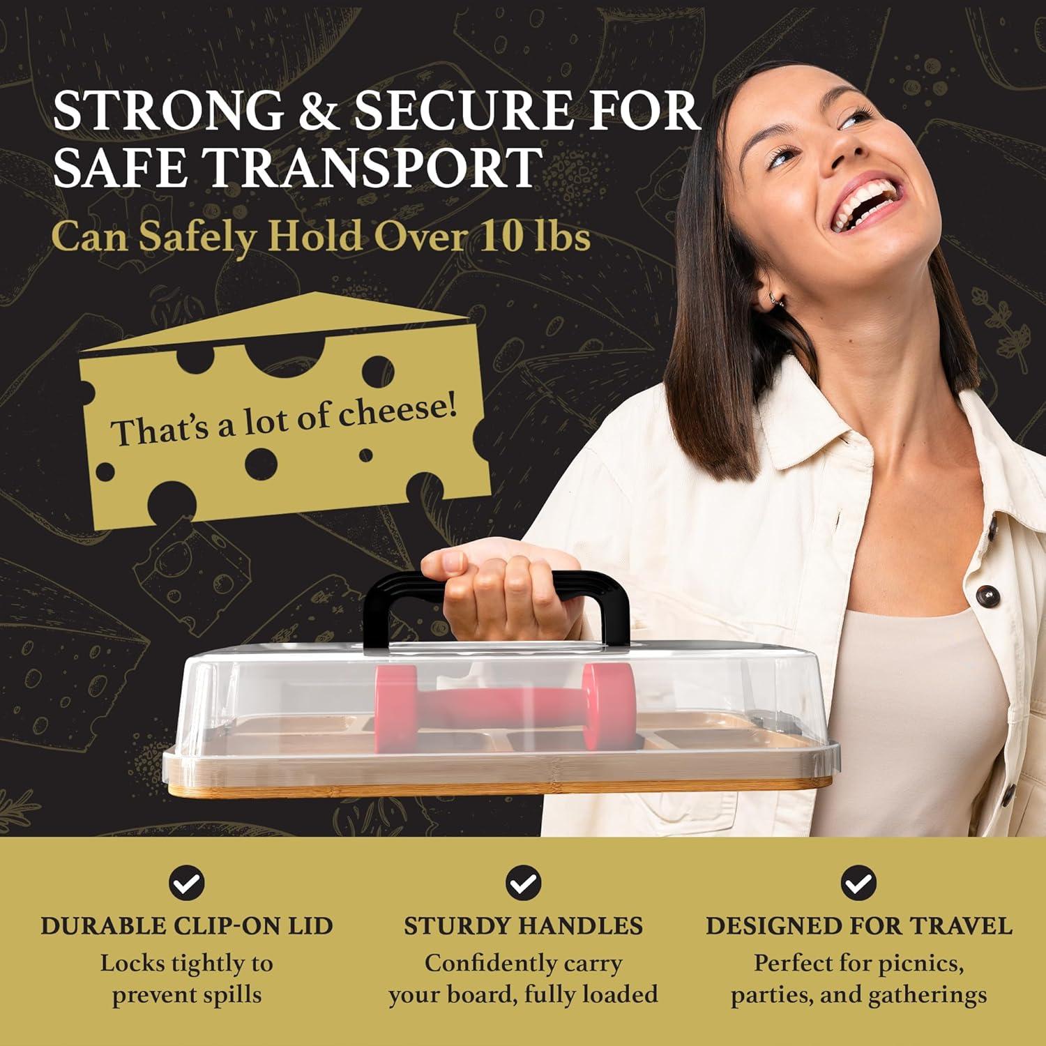 Tabla de Charcutería Portátil Trayful con Tapa 2 en 1 - Madera de Bambú