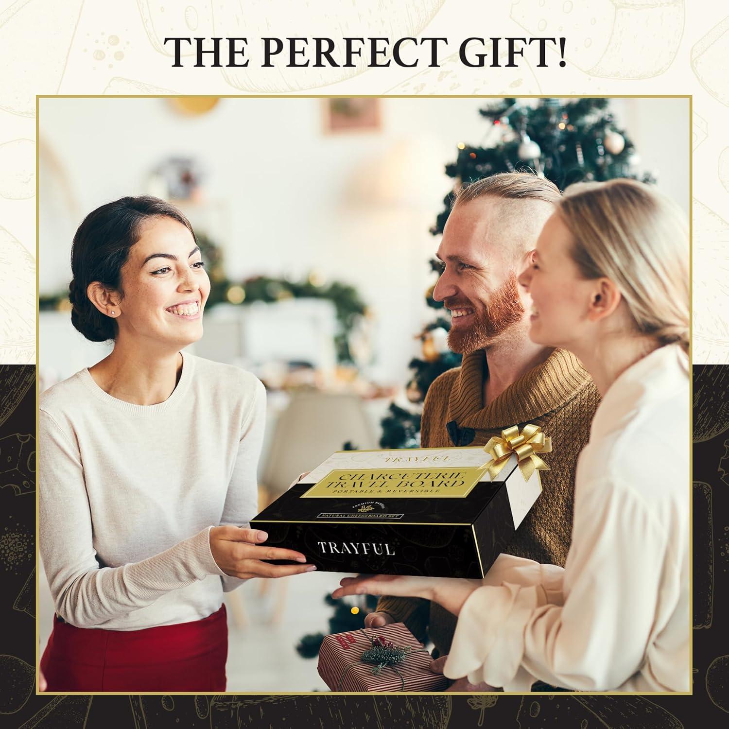 Tabla de Charcutería Portátil Trayful con Tapa 2 en 1 - Madera de Bambú