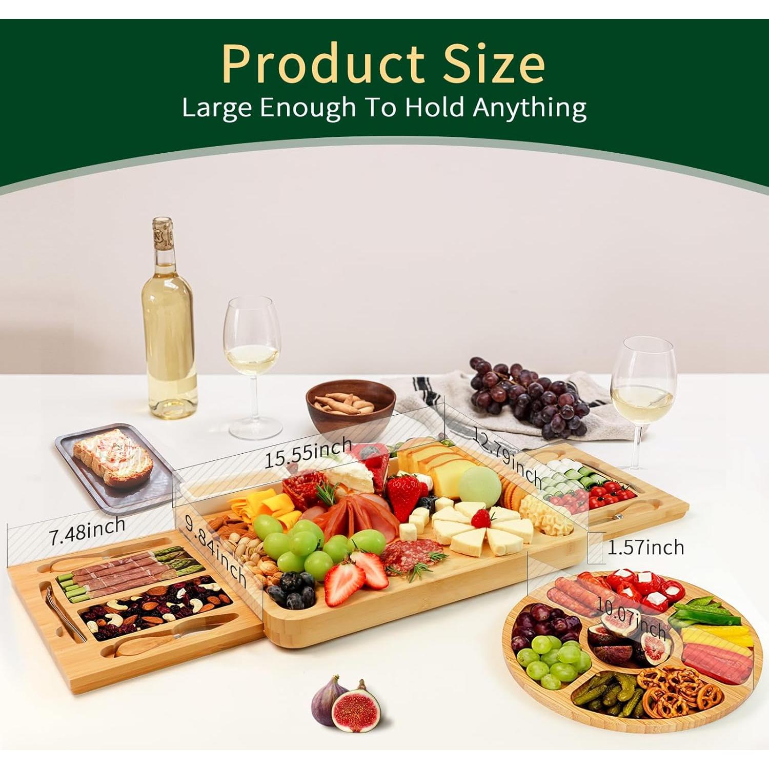 Tabla de Charcutería YZS de Bambú con Cuchillos y Bandeja