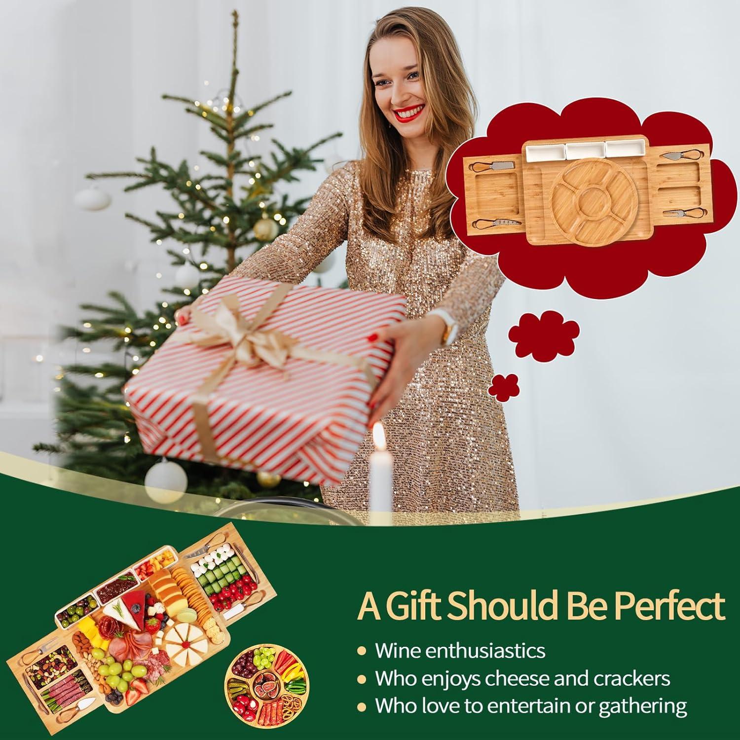 Tabla de Charcutería YZS de Bambú con Cuchillos y Bandeja