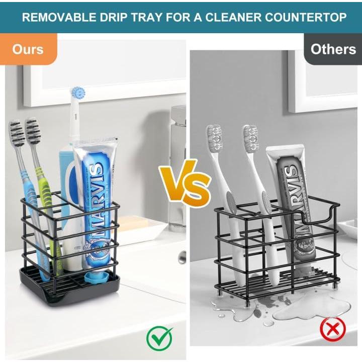 Soporte para Cepillos de Dientes Chintu Negro Pequeño 3 Compartimentos