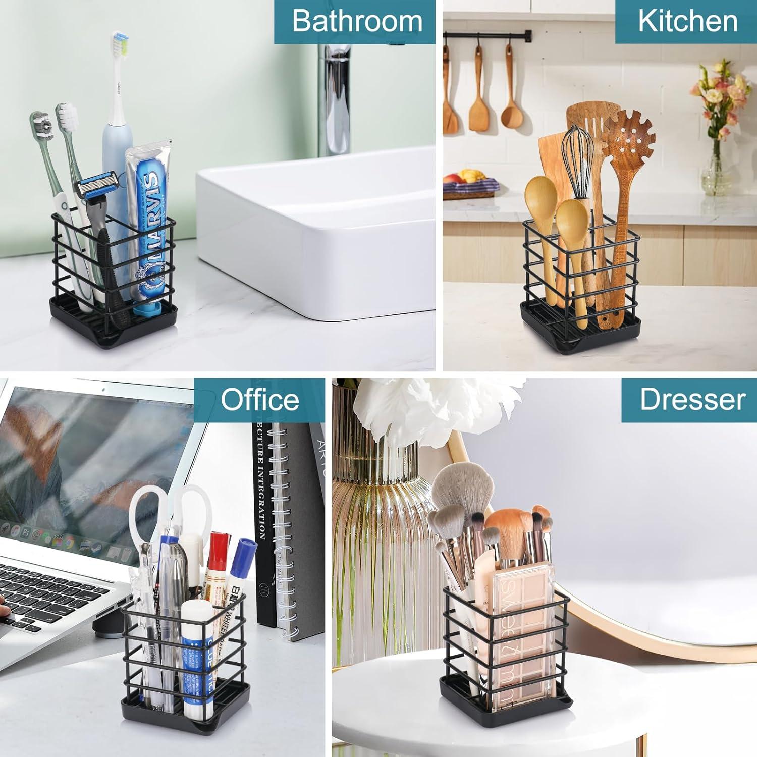 Soporte para Cepillos de Dientes Chintu Negro Pequeño 3 Compartimentos