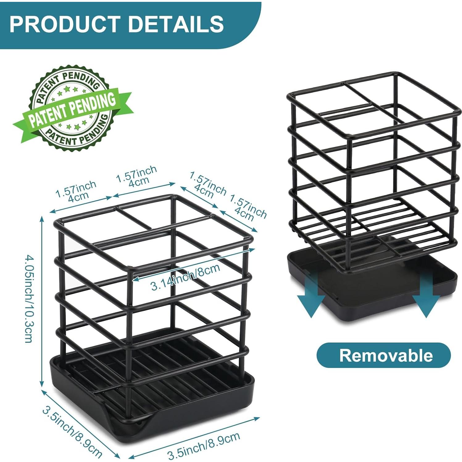 Soporte para Cepillos de Dientes Chintu Negro Pequeño 3 Compartimentos