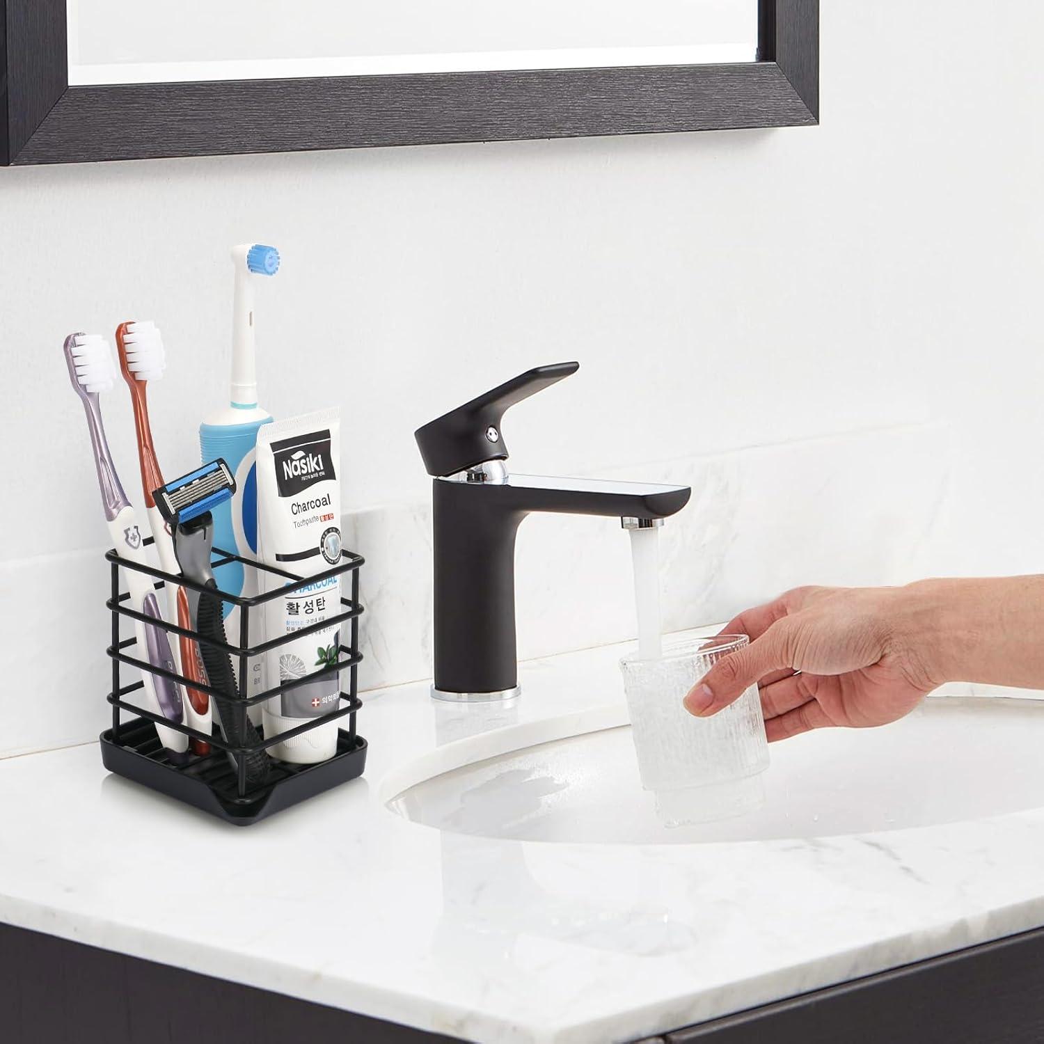 Soporte para Cepillos de Dientes Chintu Negro Pequeño 3 Compartimentos