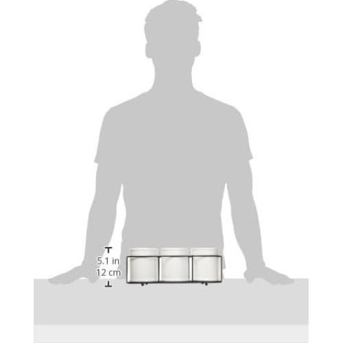 Juego de 3 Tarros de Gres Blanco con Soporte de Metal Negro