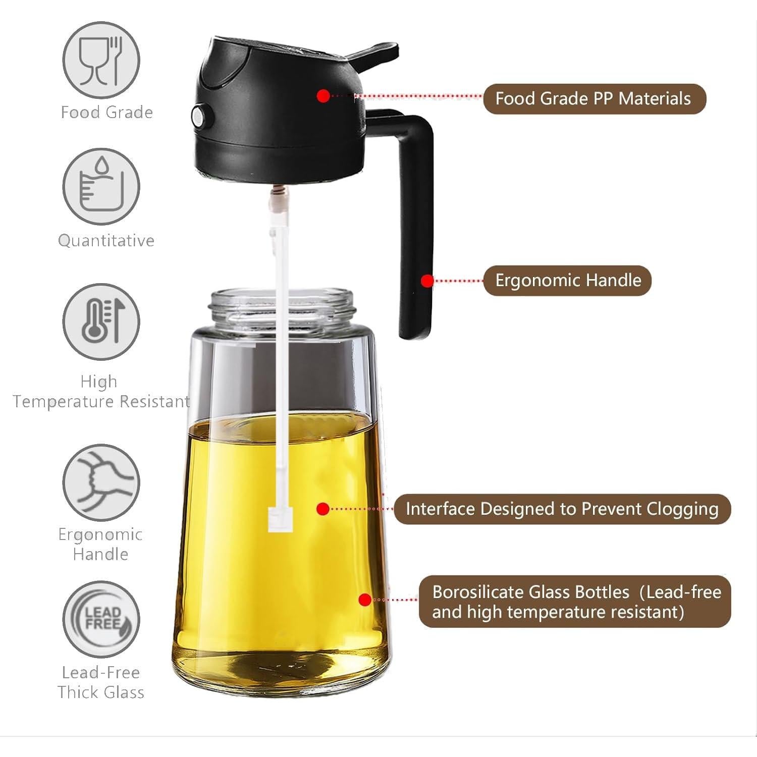 Botella de Spray y Dispensador de Aceite Genérico 470ml Vidrio Negro