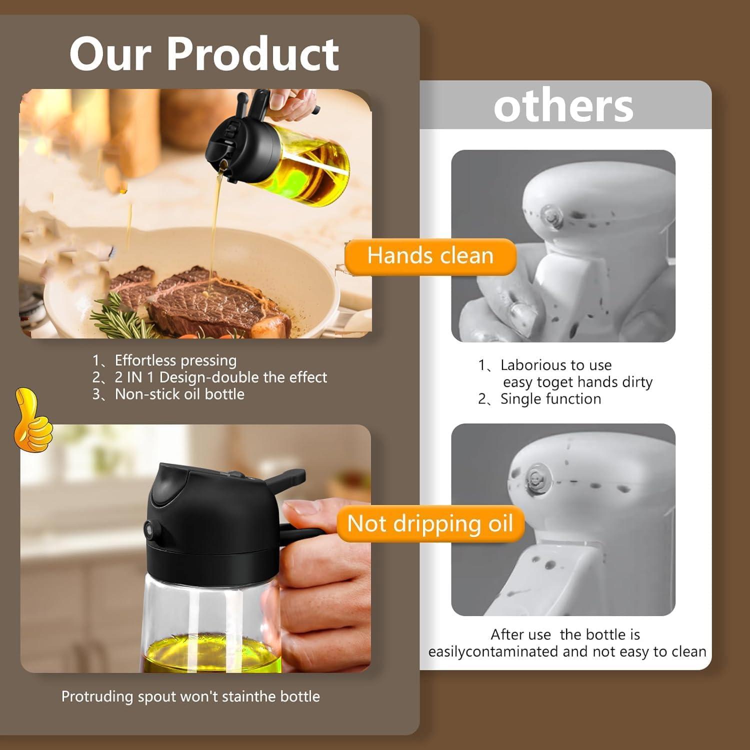 Botella de Spray y Dispensador de Aceite Genérico 470ml Vidrio Negro