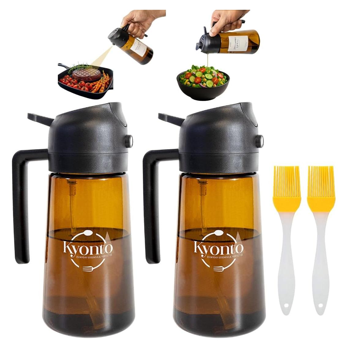 Botella de Spray de Aceite Kyonto 470ml - Juego de 2, Libre de BPA