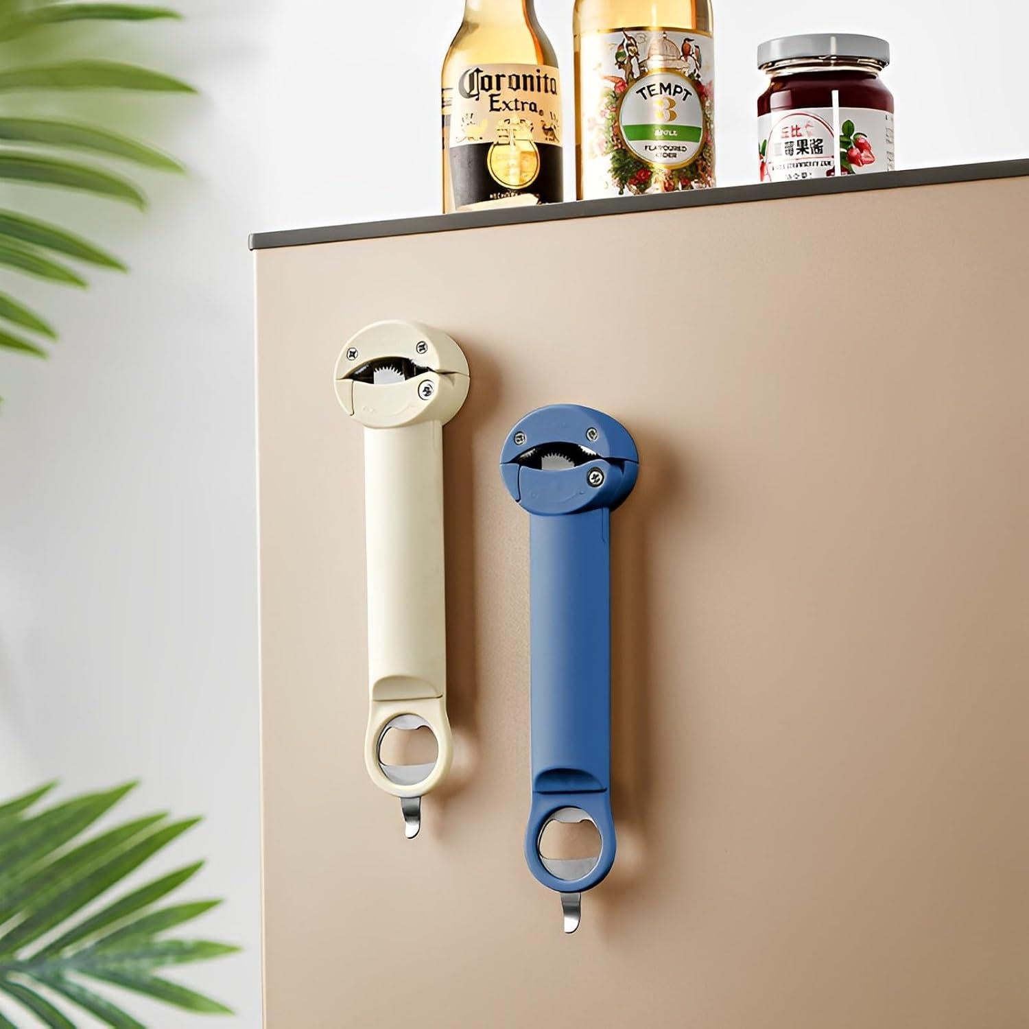 Abrebotellas Multifuncional Auerllcy Azul - Abre Tarros y Latas