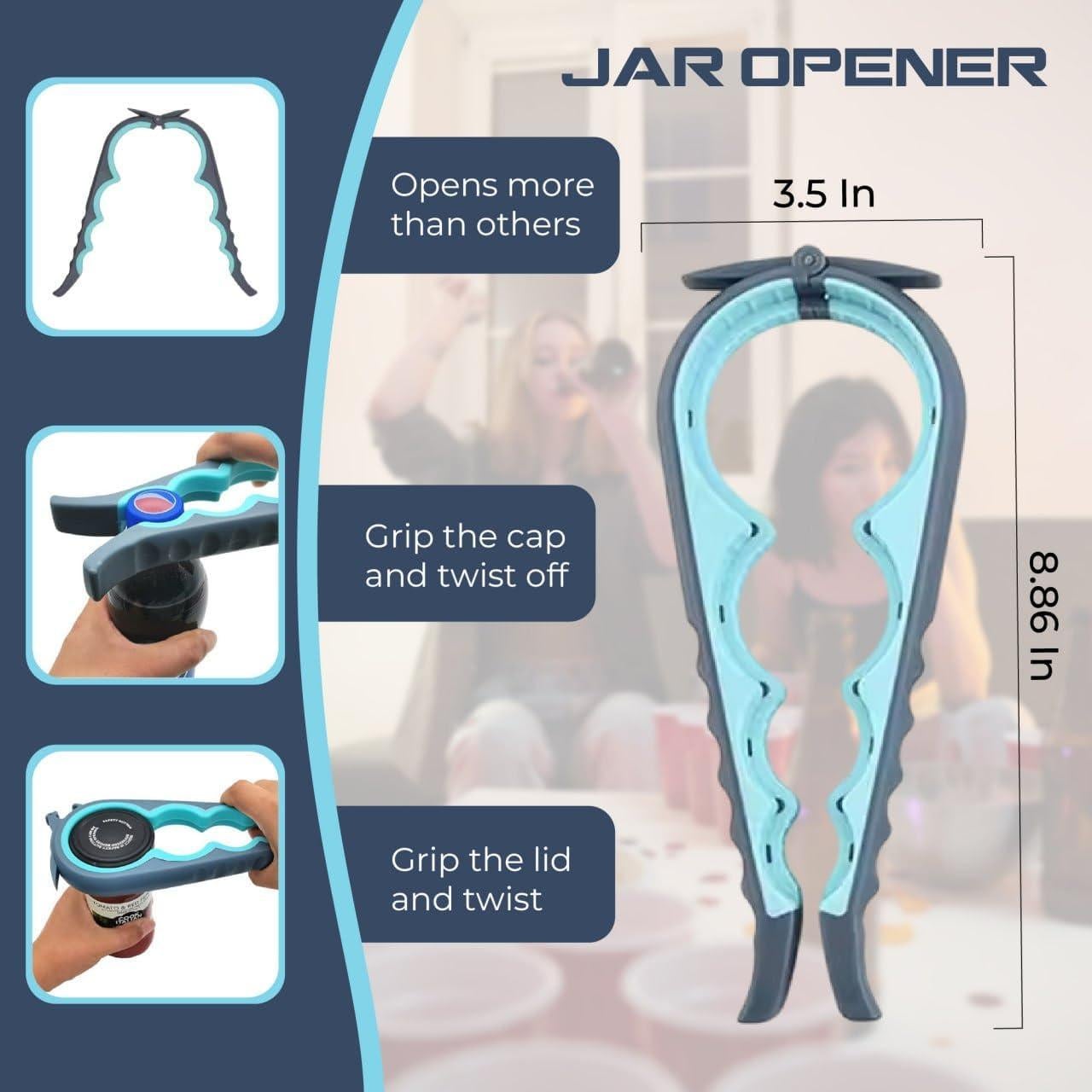 Juego de Abre Frascos 3 Piezas LAGONOVA - Abrebotellas y Almohadilla