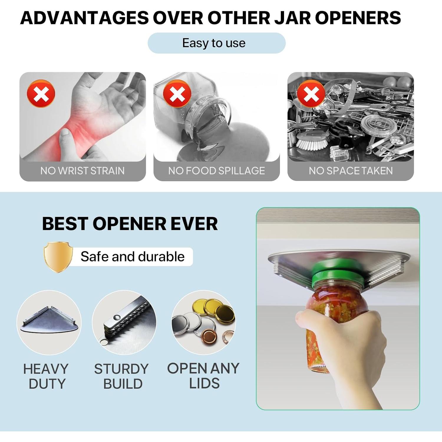 Abrebotellas de Acero Inoxidable Encheaune para Personas Mayores