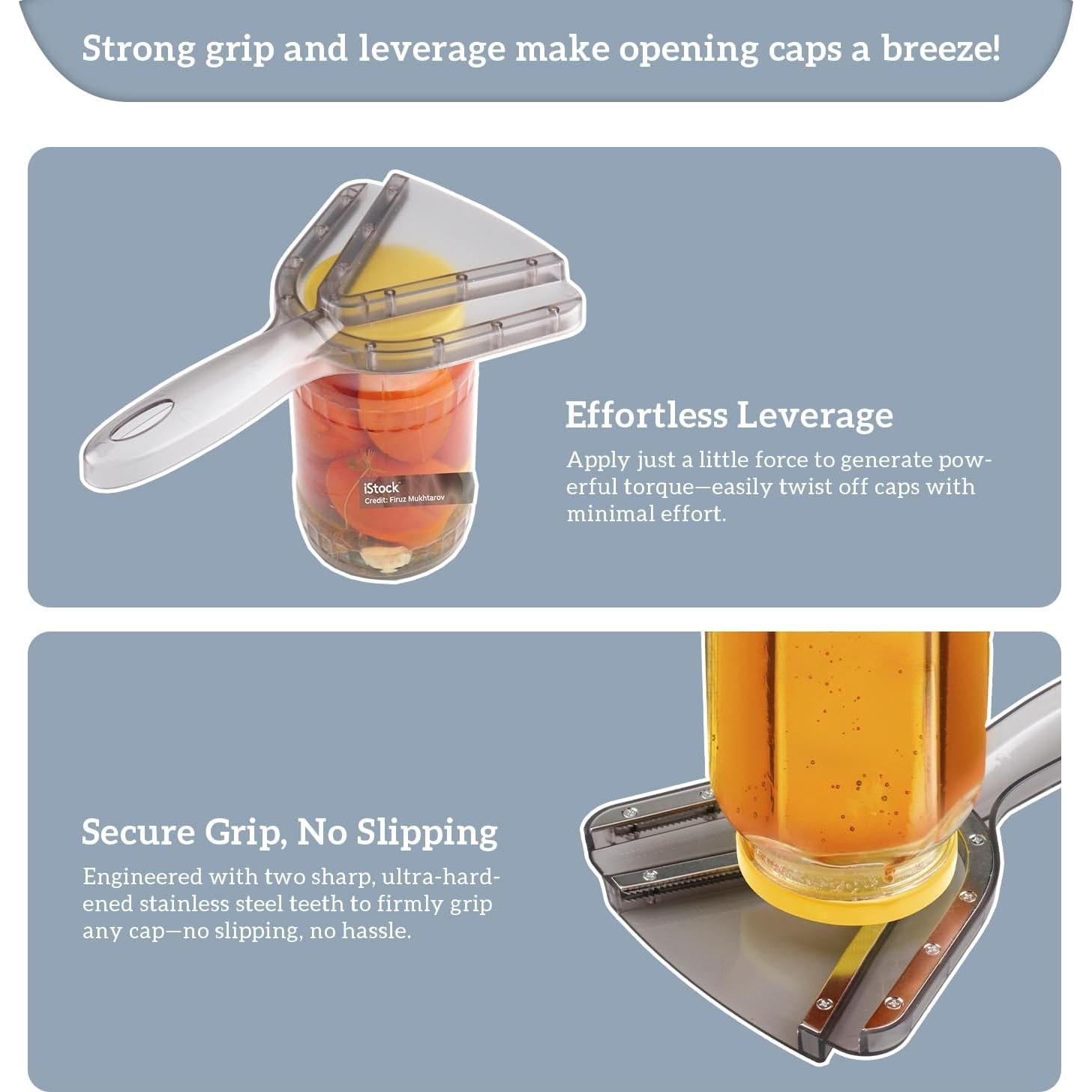 Abrebotellas Ergonomico KEPTFIT para Personas Mayores - Gris