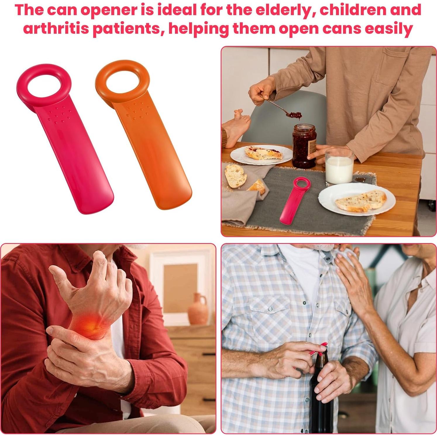 Abridor de Tarros Ouligay 2PCS Ergonomico 14cm Rojo Naranja