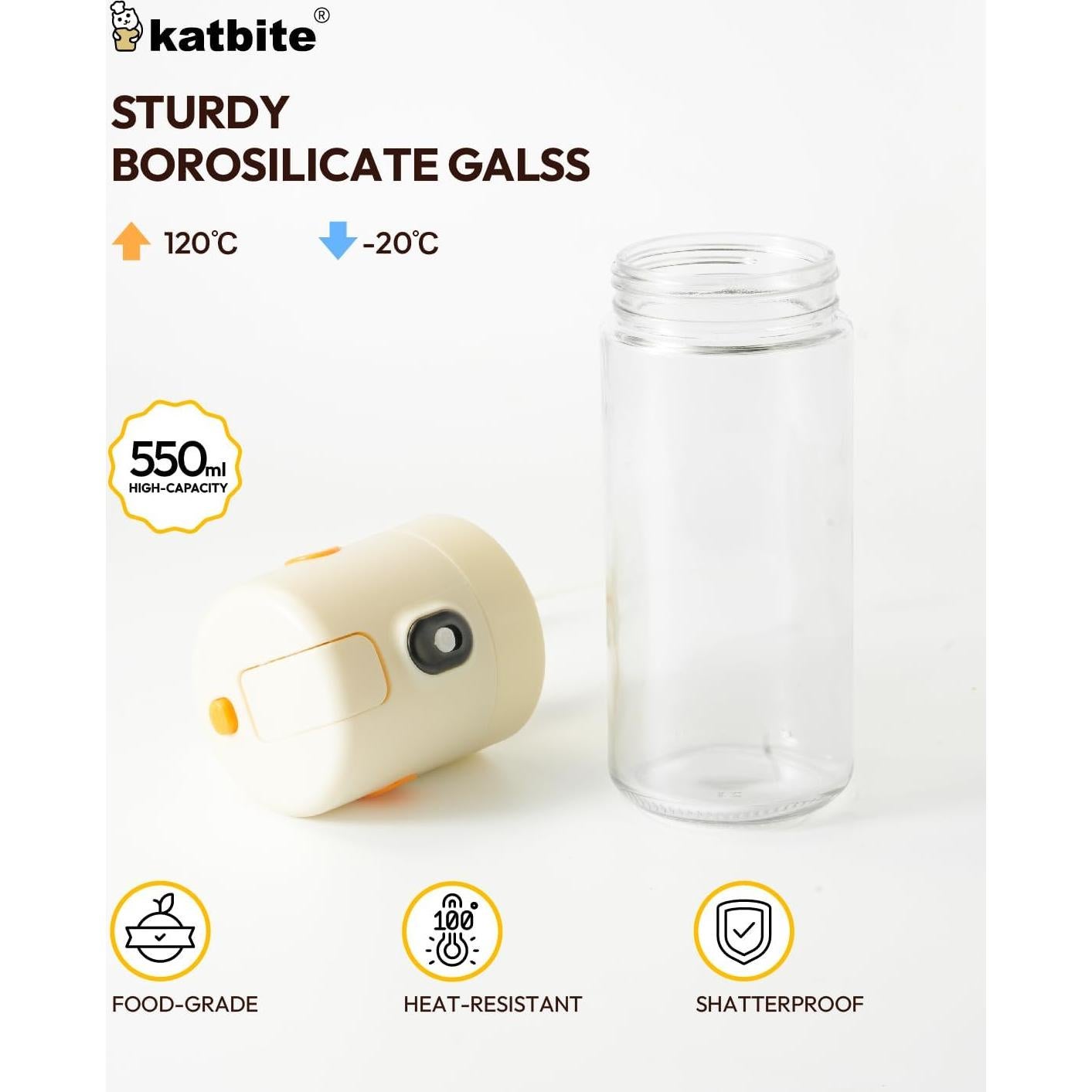 Pulverizador y Vertedor de Aceite Katbite 550ml Blanco Crema