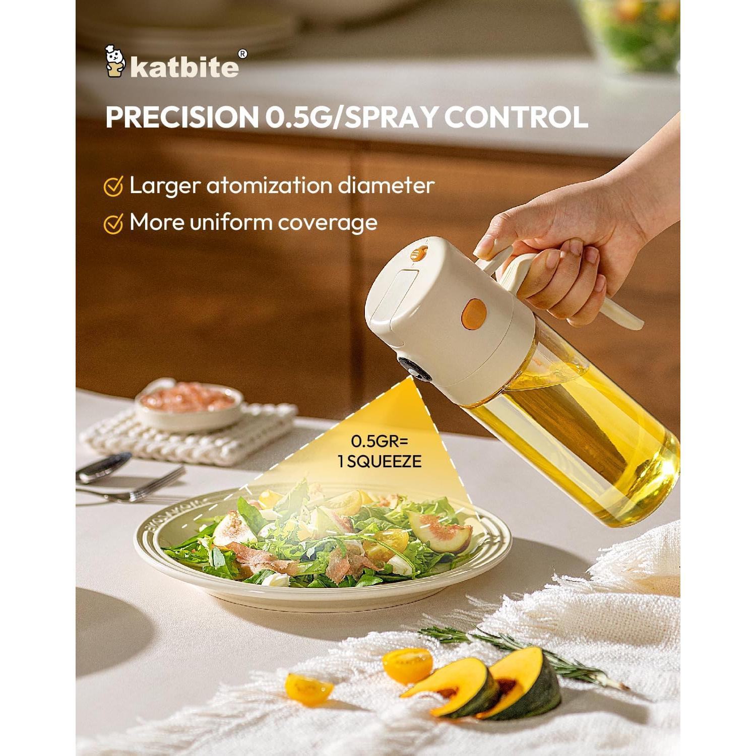 Pulverizador y Vertedor de Aceite Katbite 550ml Blanco Crema