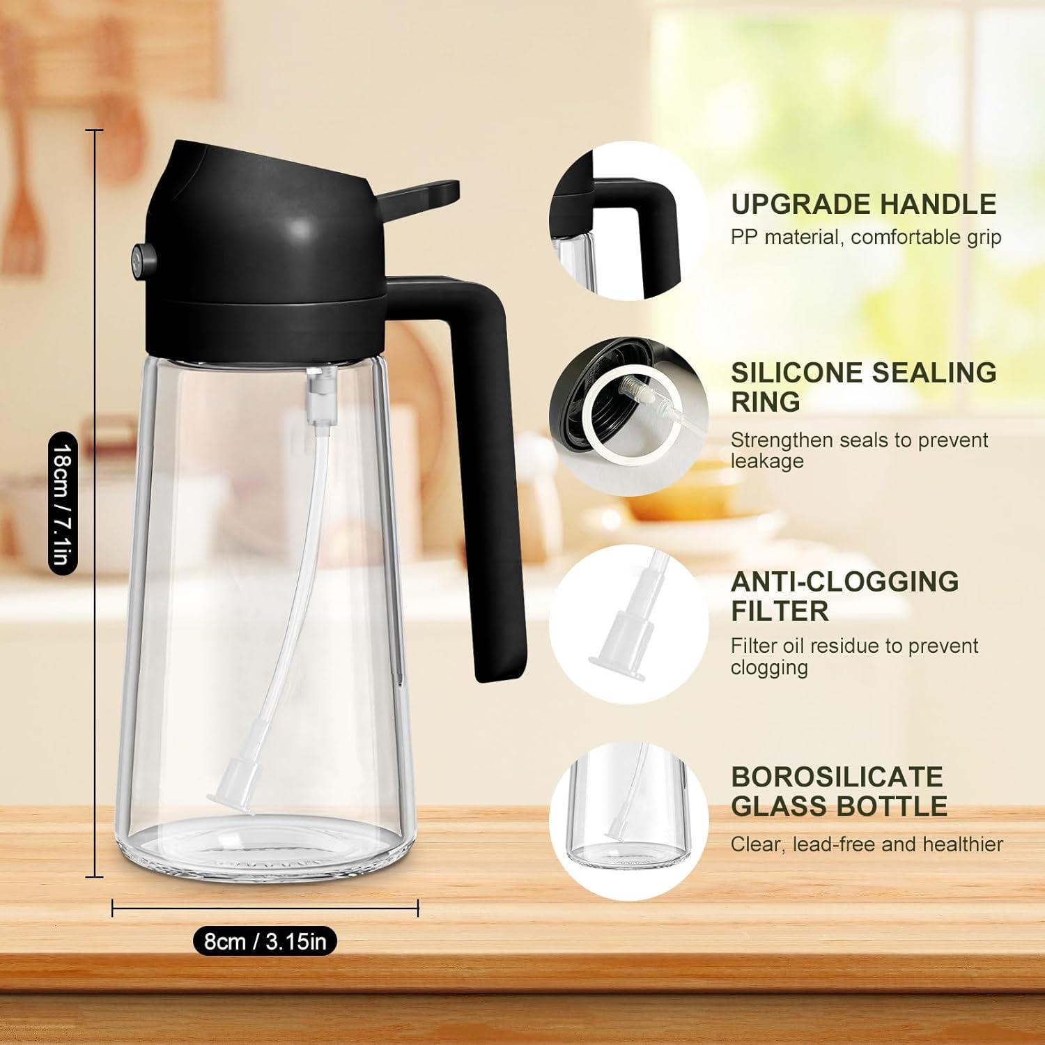 Dispensador de Aceite 2 en 1 Kaemi 470ml Pulverizador Cocina