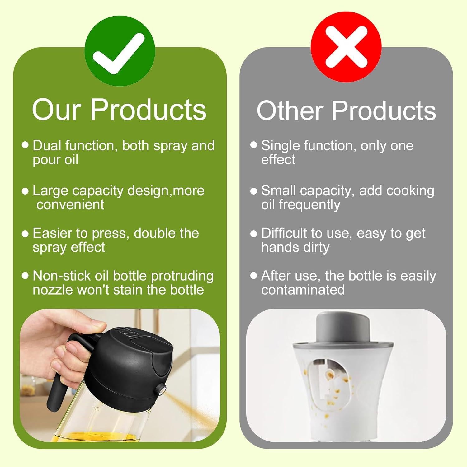 Dispensador de Aceite 2 en 1 Kaemi 470ml Pulverizador Cocina