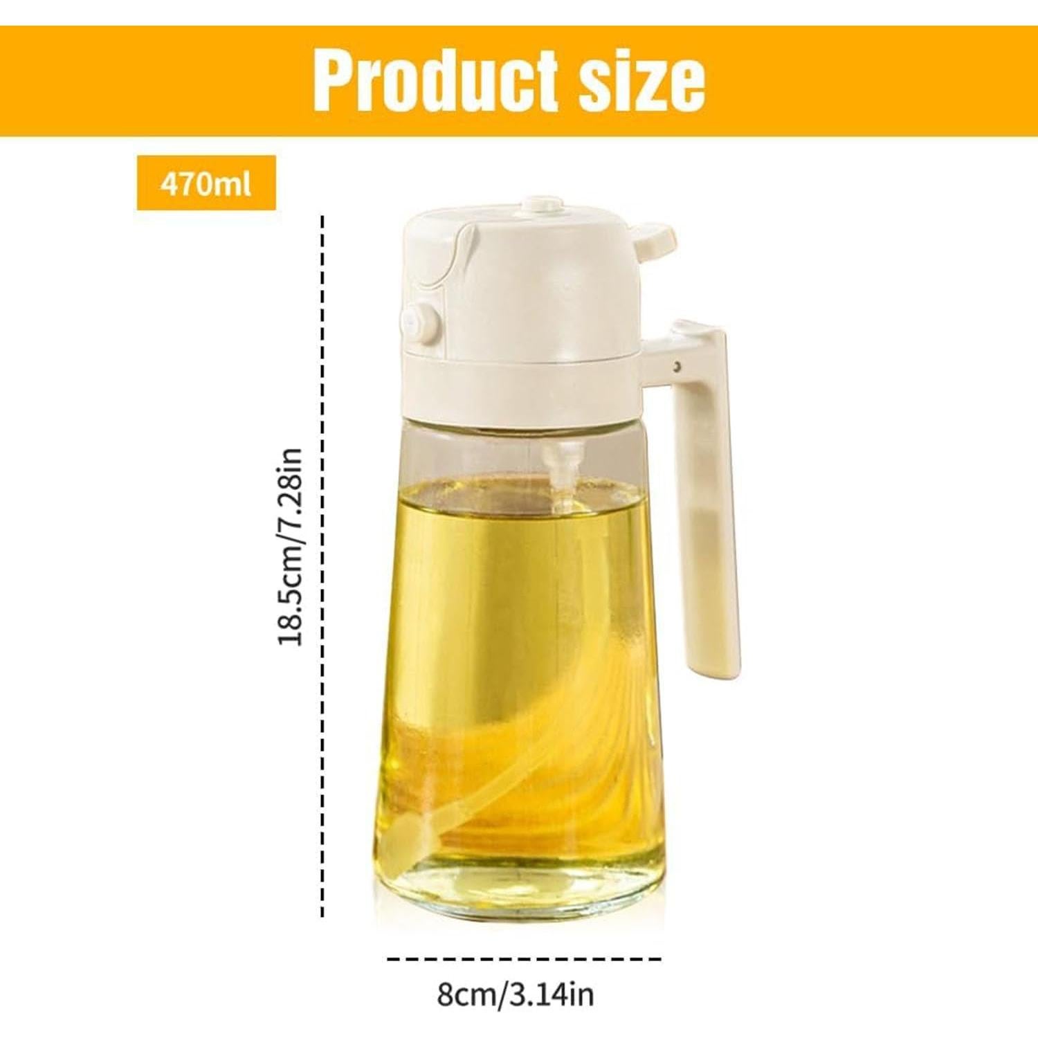 Rociador de Aceite 2 en 1 YeHeng 470ml Vidrio Blanco