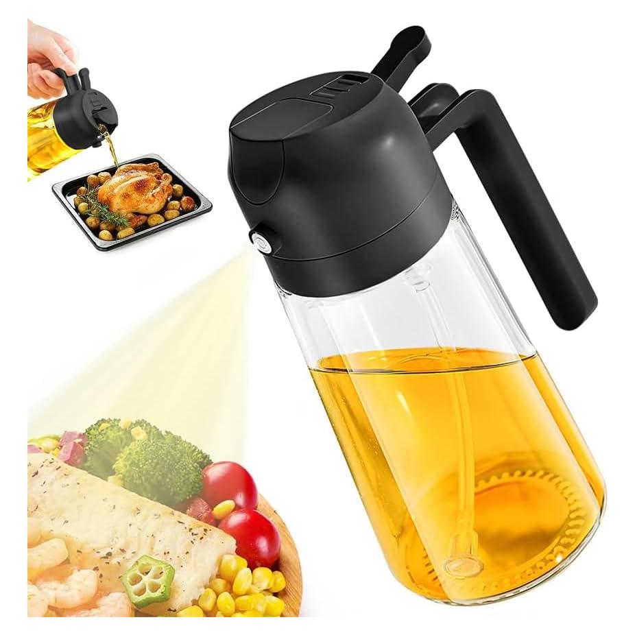 Pulverizador de Aceite de Oliva Genérico 470 ml Vidrio 2-en-1