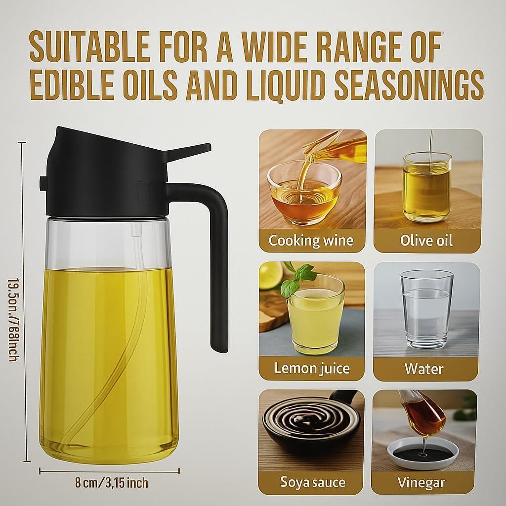 Pulverizador de Aceite de Oliva Genérico 470 ml Vidrio 2-en-1