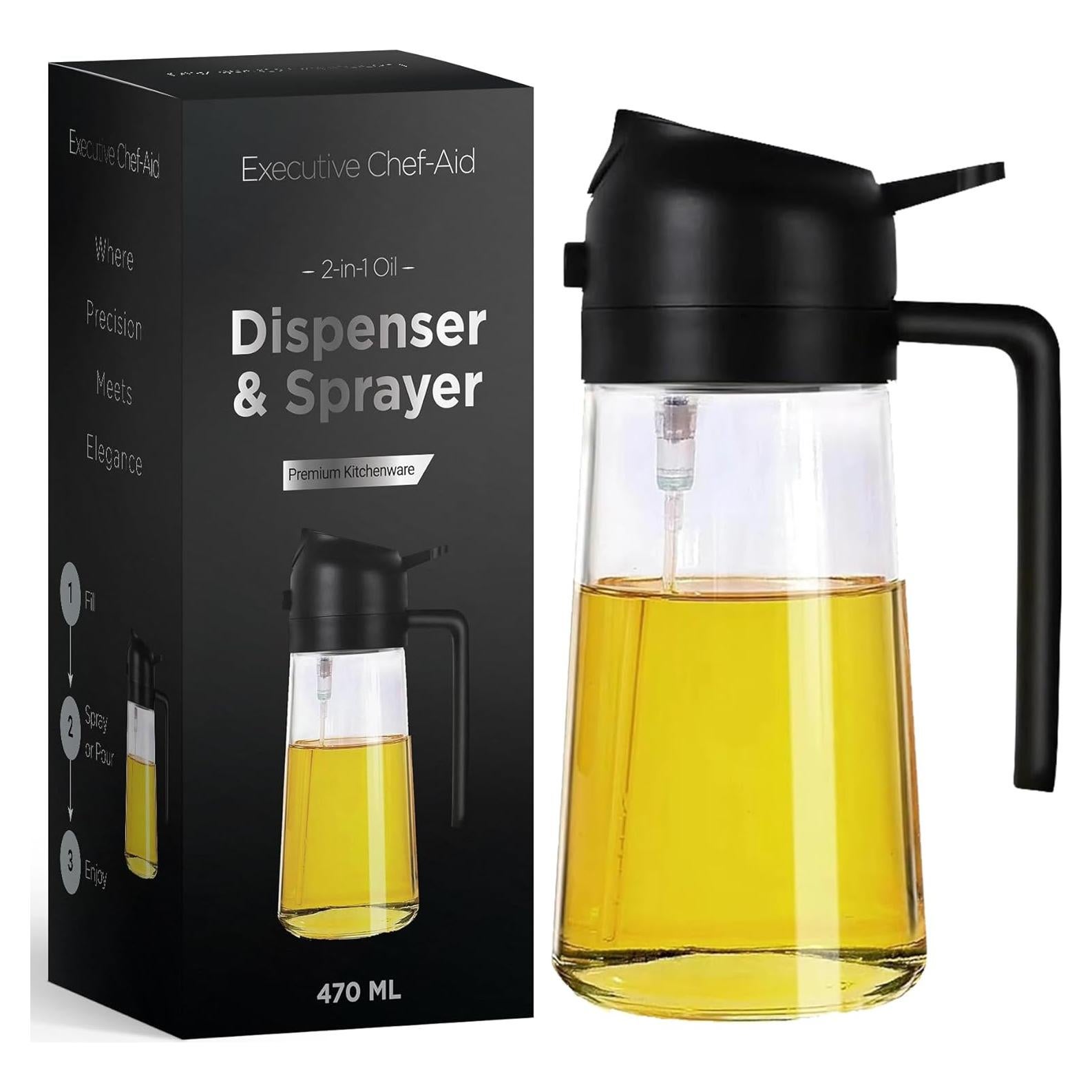 Dispensador y Pulverizador de Aceite de Vidrio 470ml Genérico