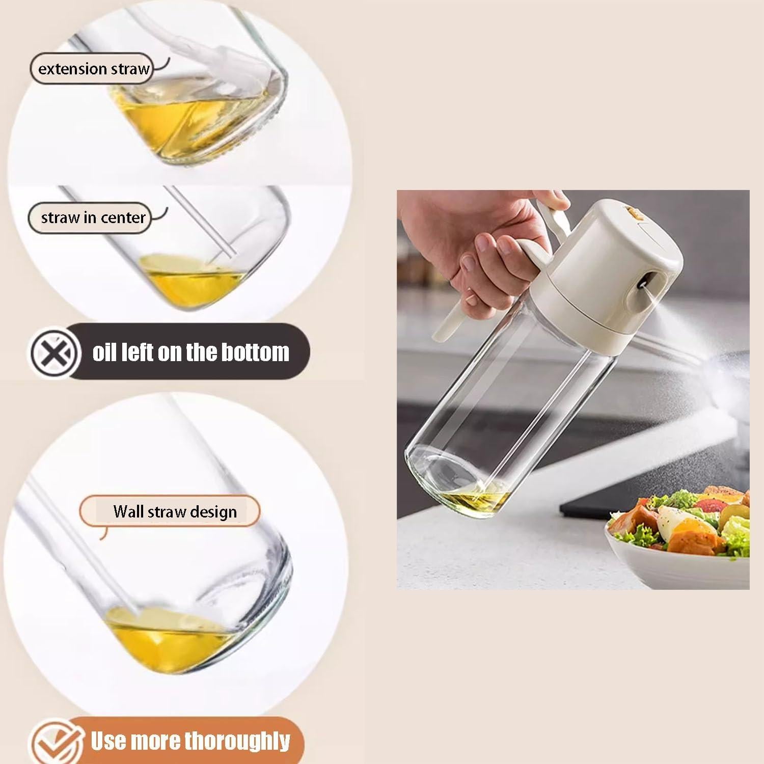 Dispensador de Aceite de Oliva FYUEROPA 550ml 2 en 1 Vidrio