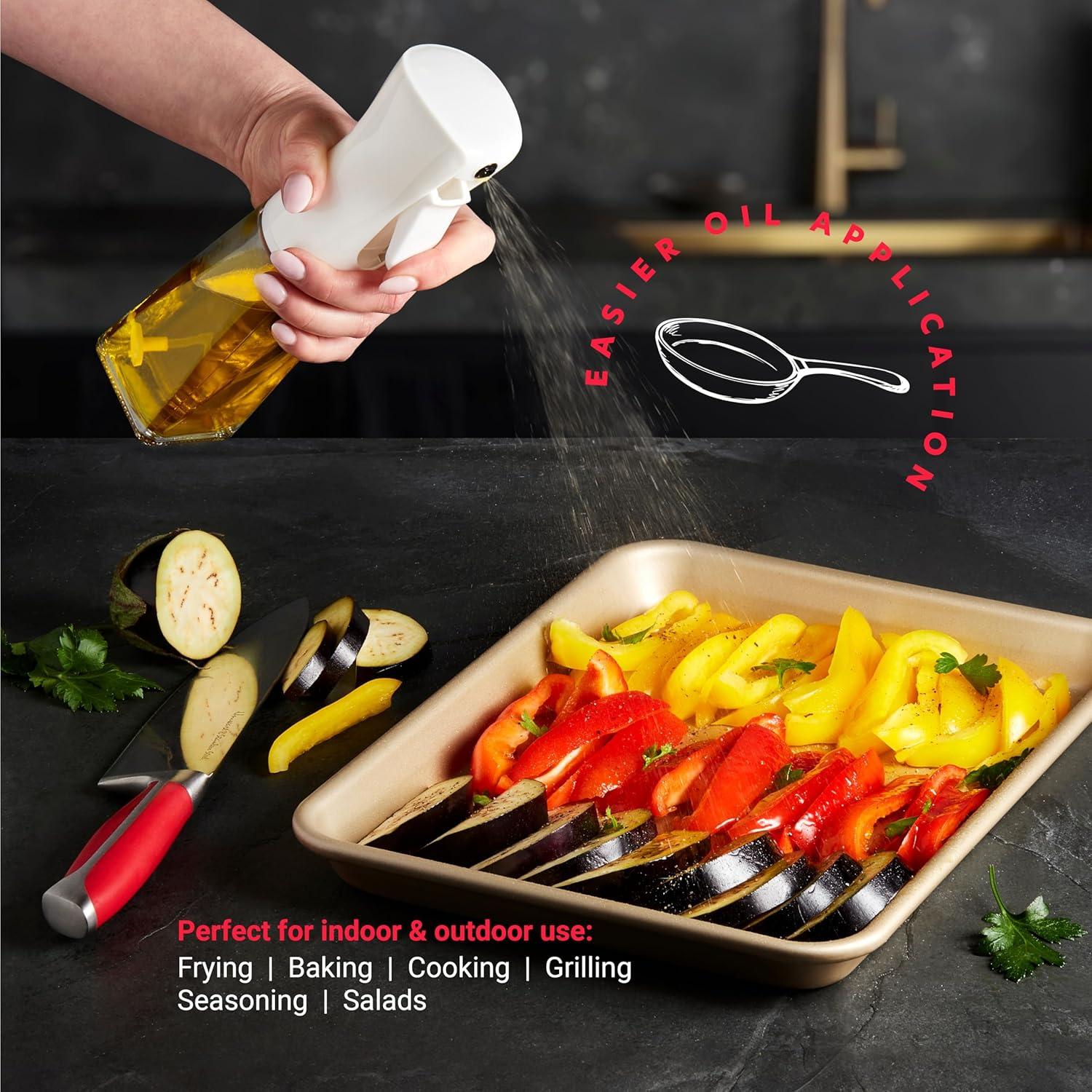 Quality Glass Olive Oil Sprayer White | for Cooking, Olive Oil Dispenser, for Kitchen Gadgets, Air Fryer, Salad, BBQ (Perfect for any Oil)