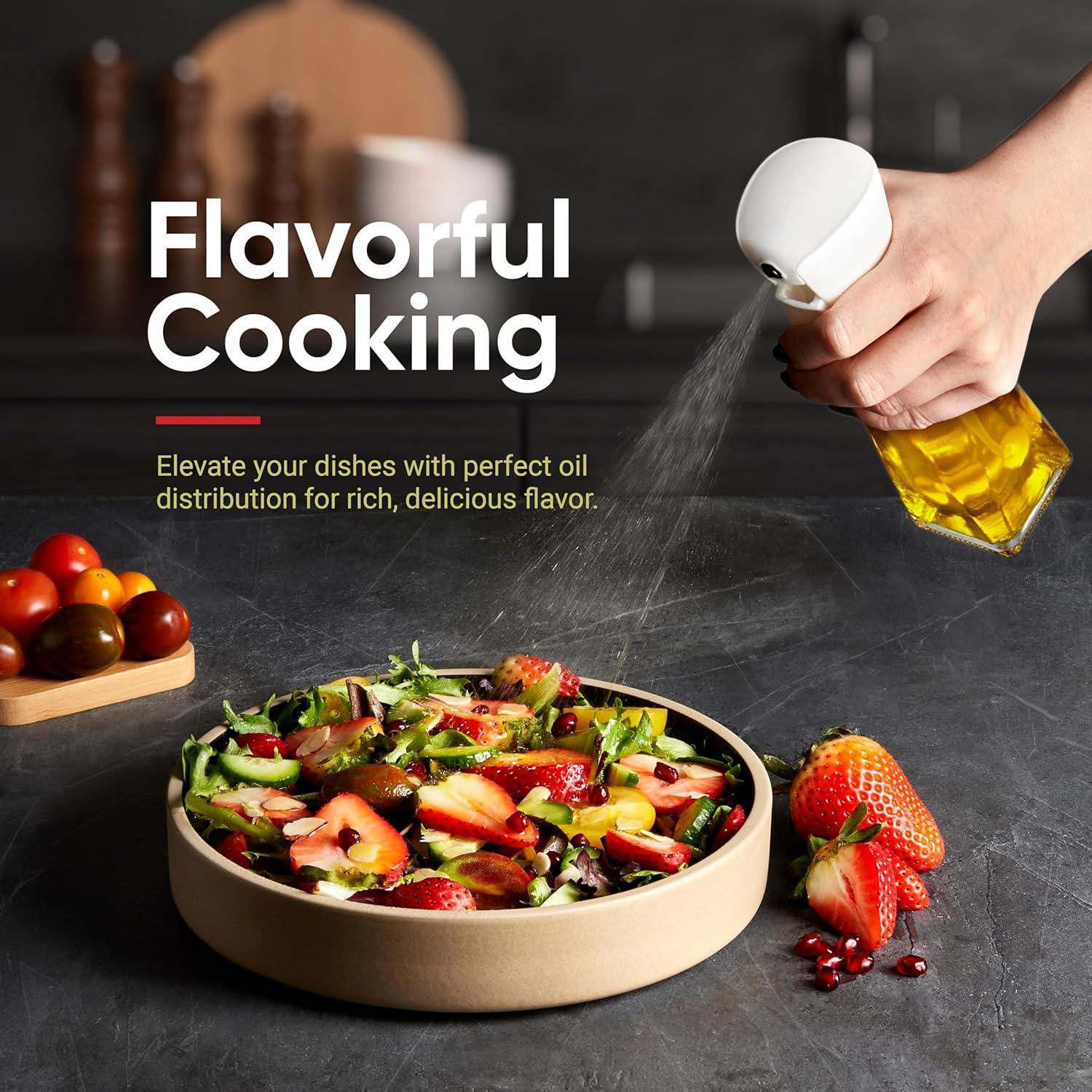 Quality Glass Olive Oil Sprayer White | for Cooking, Olive Oil Dispenser, for Kitchen Gadgets, Air Fryer, Salad, BBQ (Perfect for any Oil)