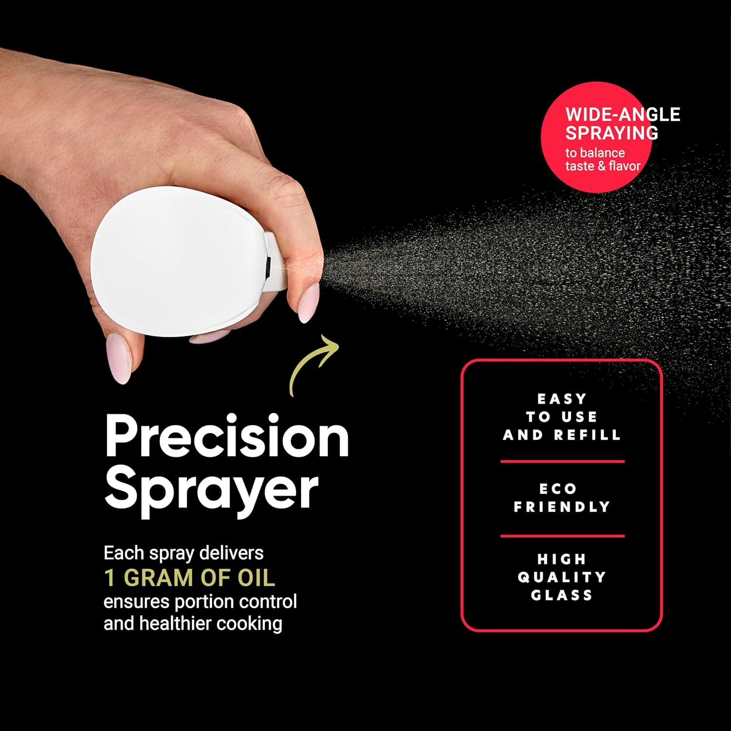 Quality Glass Olive Oil Sprayer White | for Cooking, Olive Oil Dispenser, for Kitchen Gadgets, Air Fryer, Salad, BBQ (Perfect for any Oil)