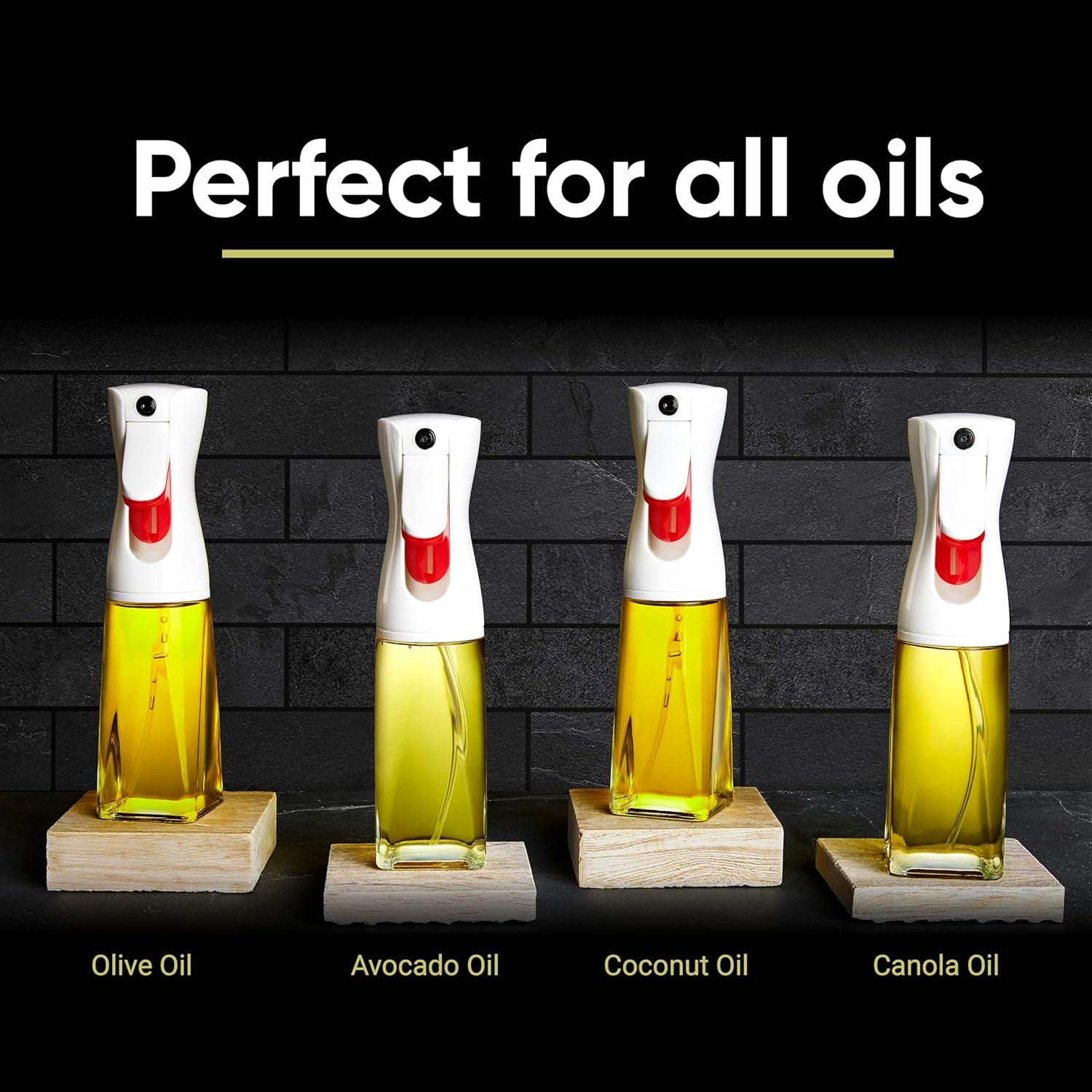 Quality Glass Olive Oil Sprayer White | for Cooking, Olive Oil Dispenser, for Kitchen Gadgets, Air Fryer, Salad, BBQ (Perfect for any Oil)