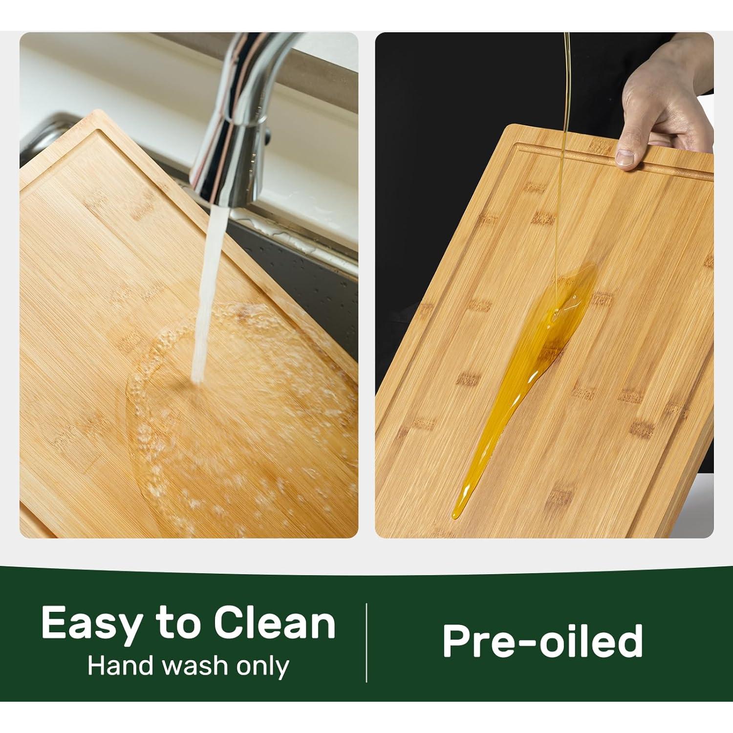 Tabla de Cortar de Bambú Kikcoin 43.9x30.5 cm Reversible