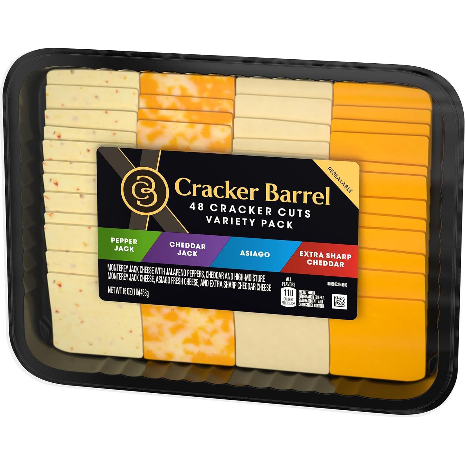 Bandeja de Queso Cracker Barrel 48 Rodajas Pepper Jack, Cheddar