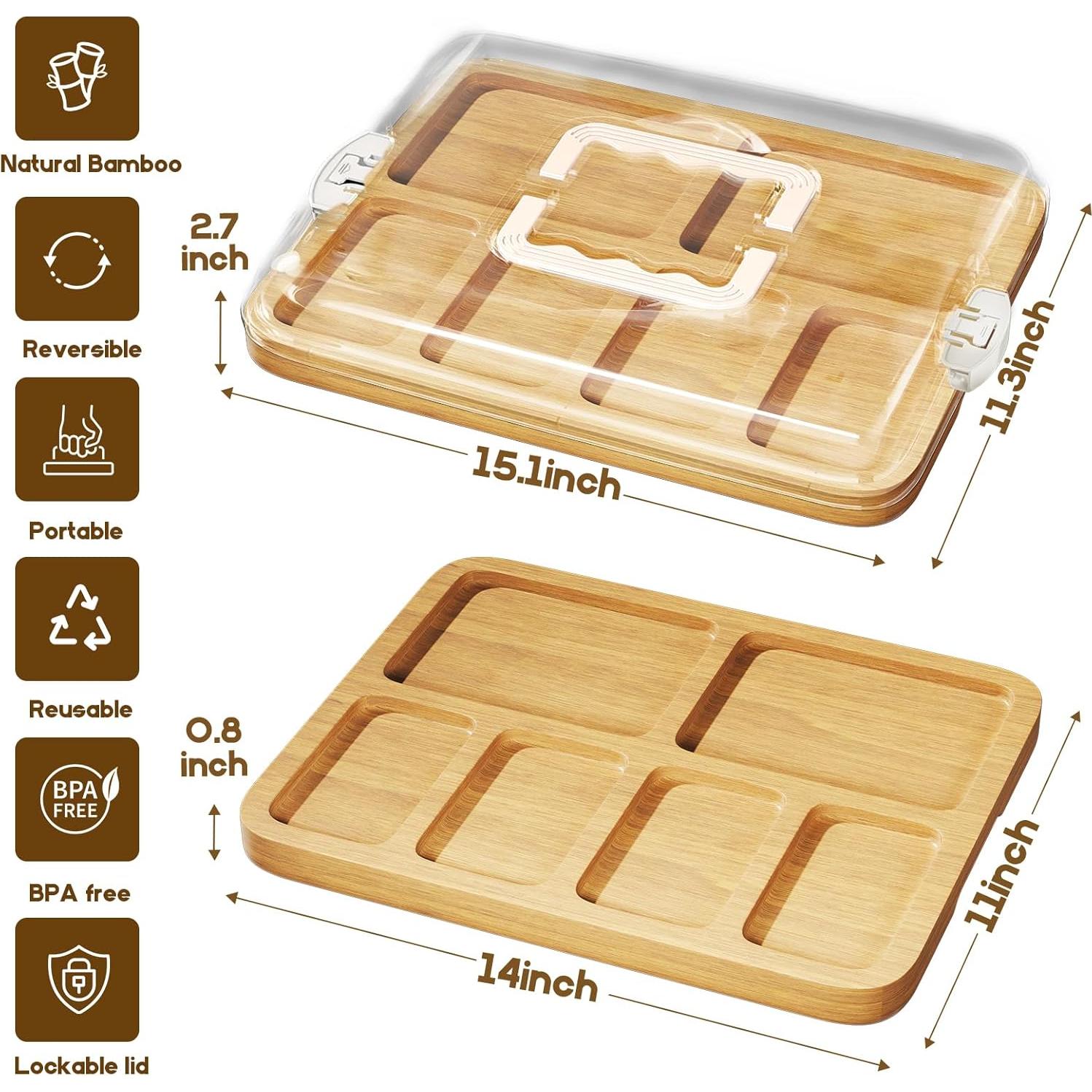 Tabla de Charcutería Sefilence con Tapa y Compartimentos 38.4x28.7cm