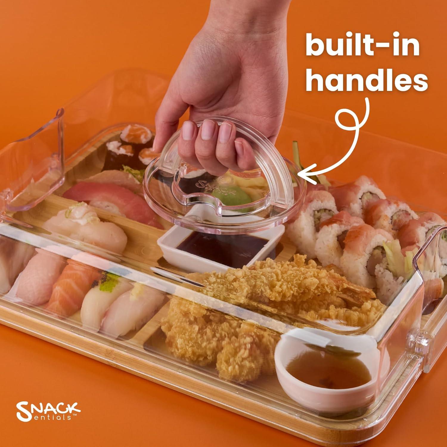 Tabla de Charcutería Snacksentials con Tapa y 2 Tazones 28x36cm