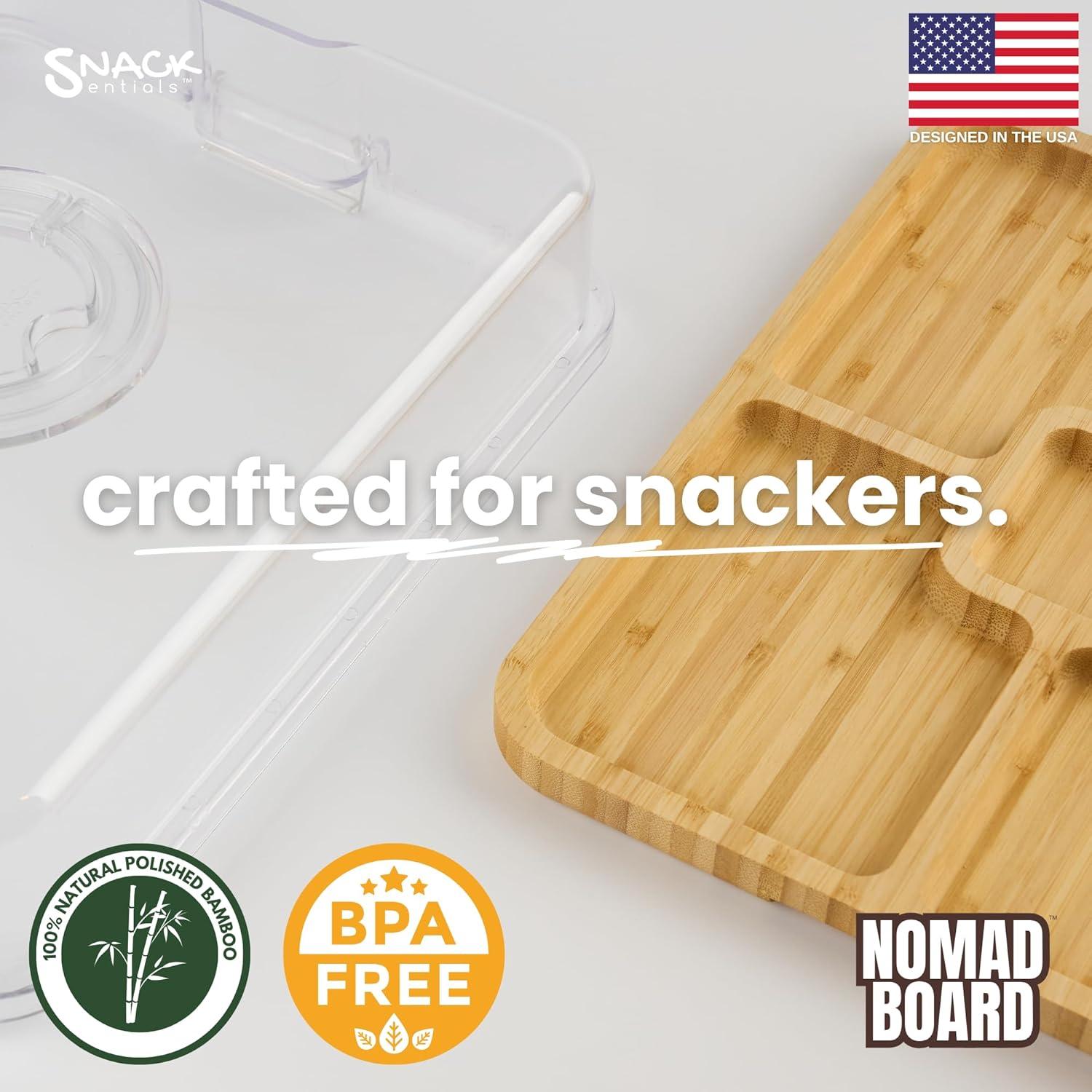 Tabla de Charcutería Snacksentials con Tapa y 2 Tazones 28x36cm