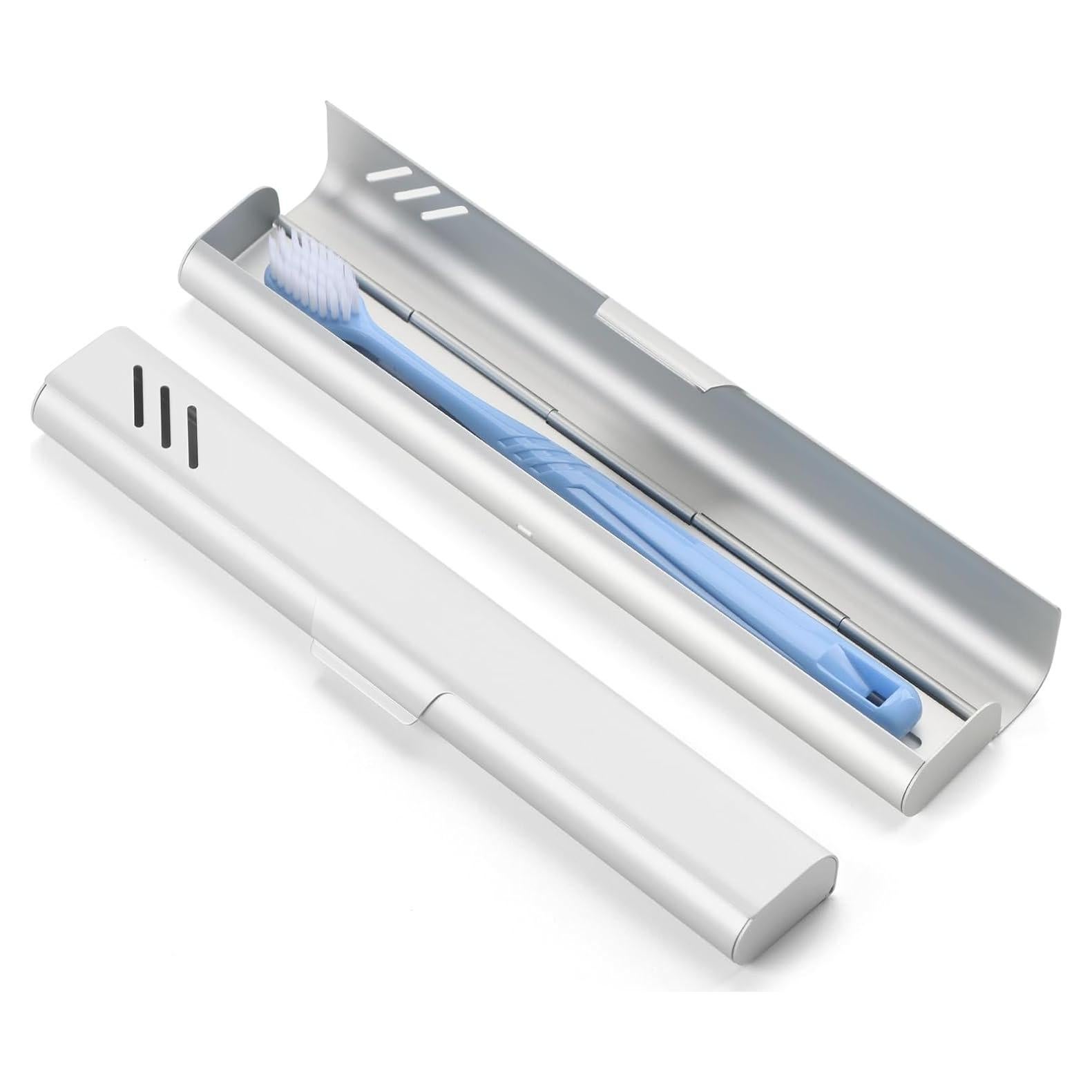 Estuche de Cepillo de Dientes de Viaje Glowivize Plata 21x3.4cm