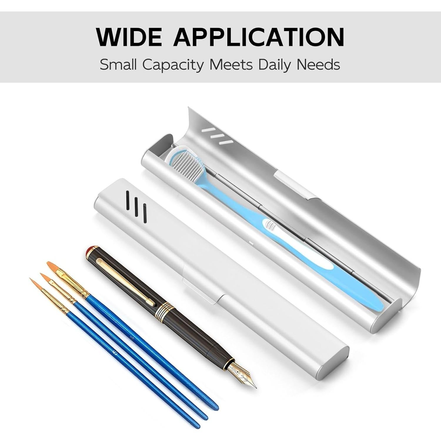 Estuche de Cepillo de Dientes de Viaje Glowivize Plata 21x3.4cm