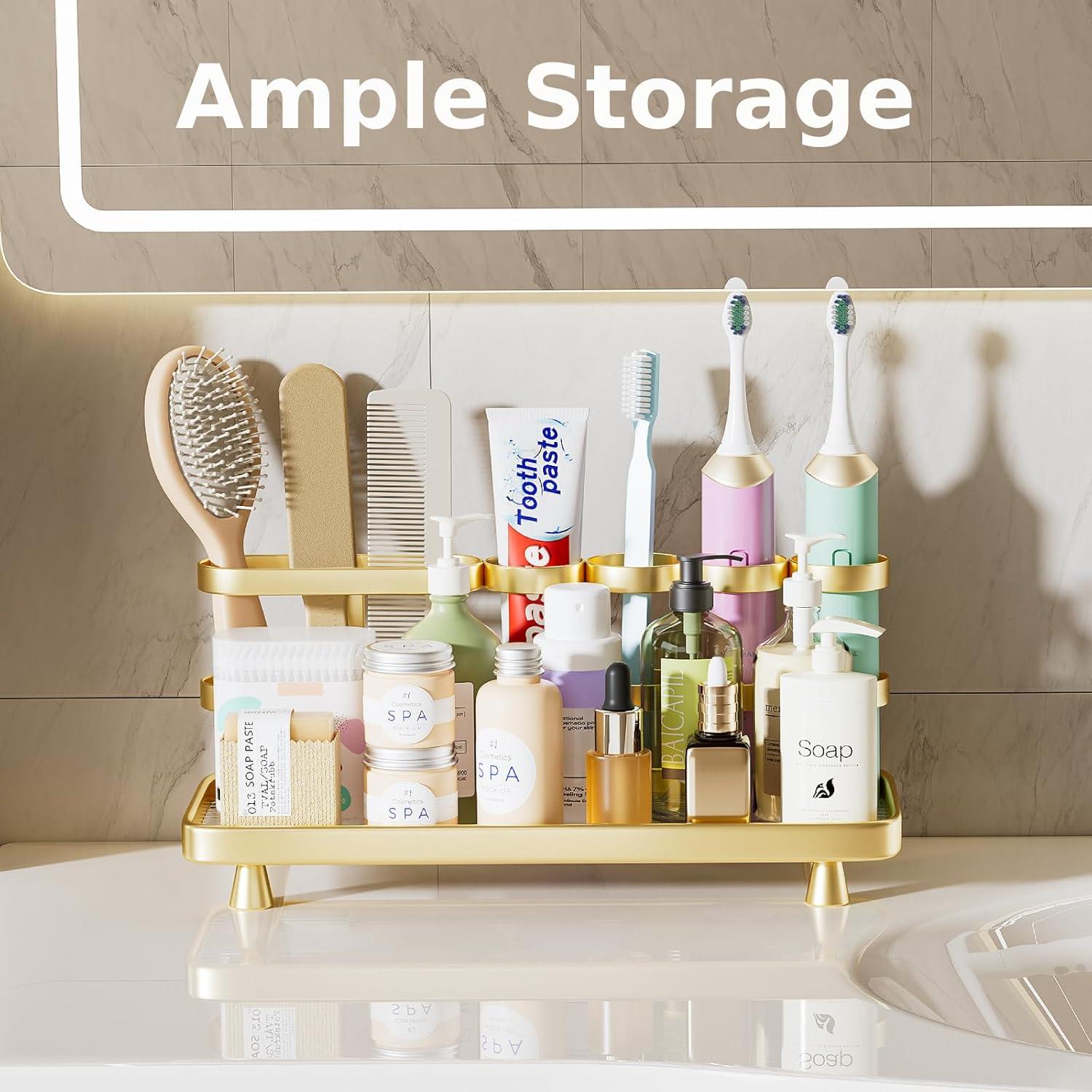 Soporte Organizador de Cepillos de Dientes YOOLENS Dorado 5 Ranuras