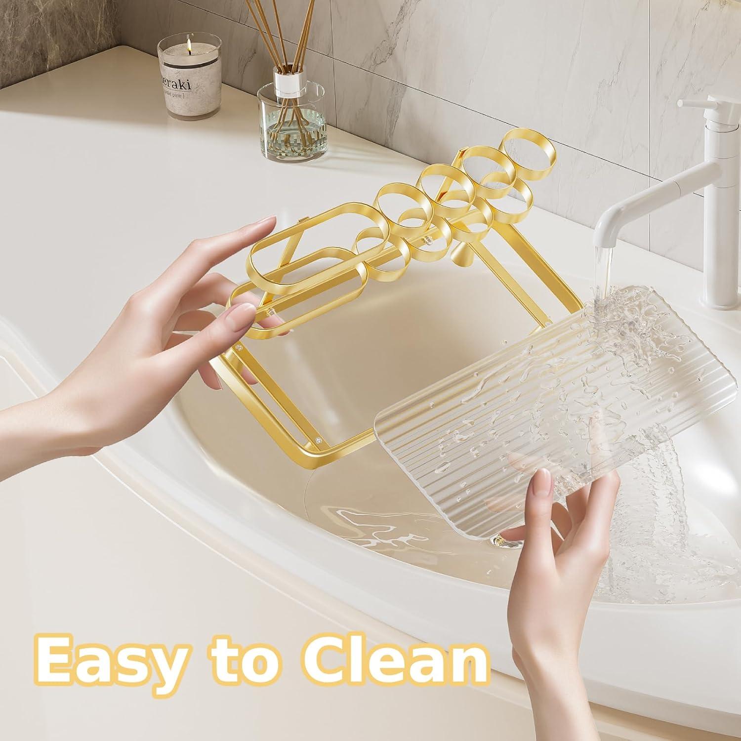 Soporte Organizador de Cepillos de Dientes YOOLENS Dorado 5 Ranuras